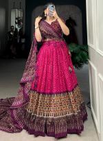 Tussar Silk Pink Traditional Wear Printed Lehenga Choli